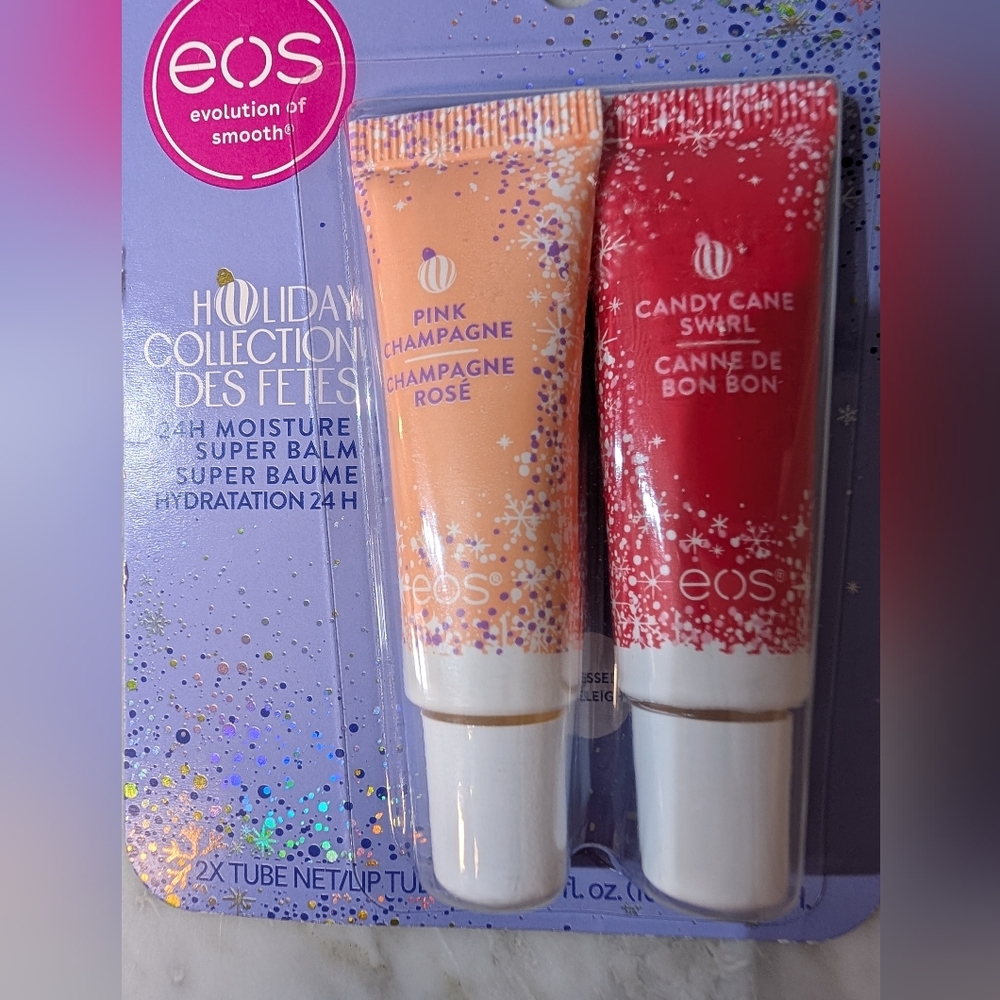 🩷HOST PICK! eos Holiday Collection Super Lip Balm X 2 Candy Cane Pink Champagne